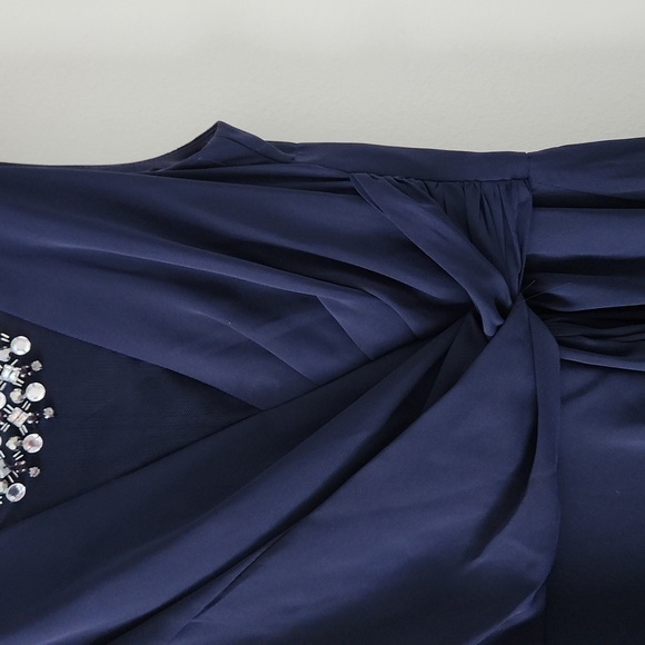 ELIZA J | Embellished Chiffon Fit & Flare Gown Dress EJ6M1353 Navy Blue sz 6 - Picture 5 of 6